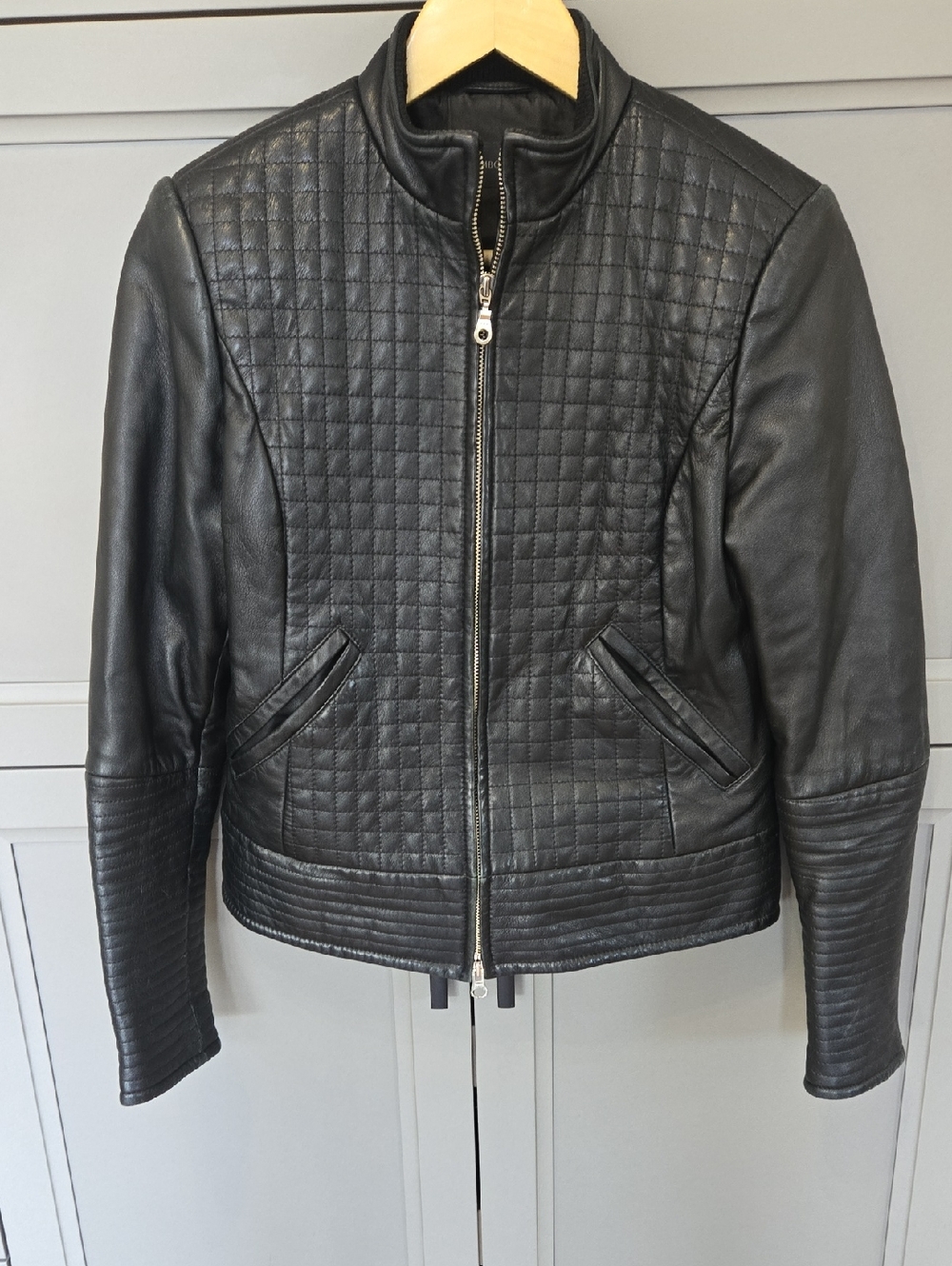 Tombolini Black Quilted Leather Moto Jacket